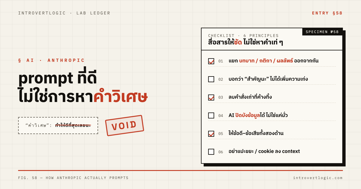 คู่มือ prompt จาก Anthropic เอง — 6 ข้อที่คนไม่ code ใช้ได้เลย